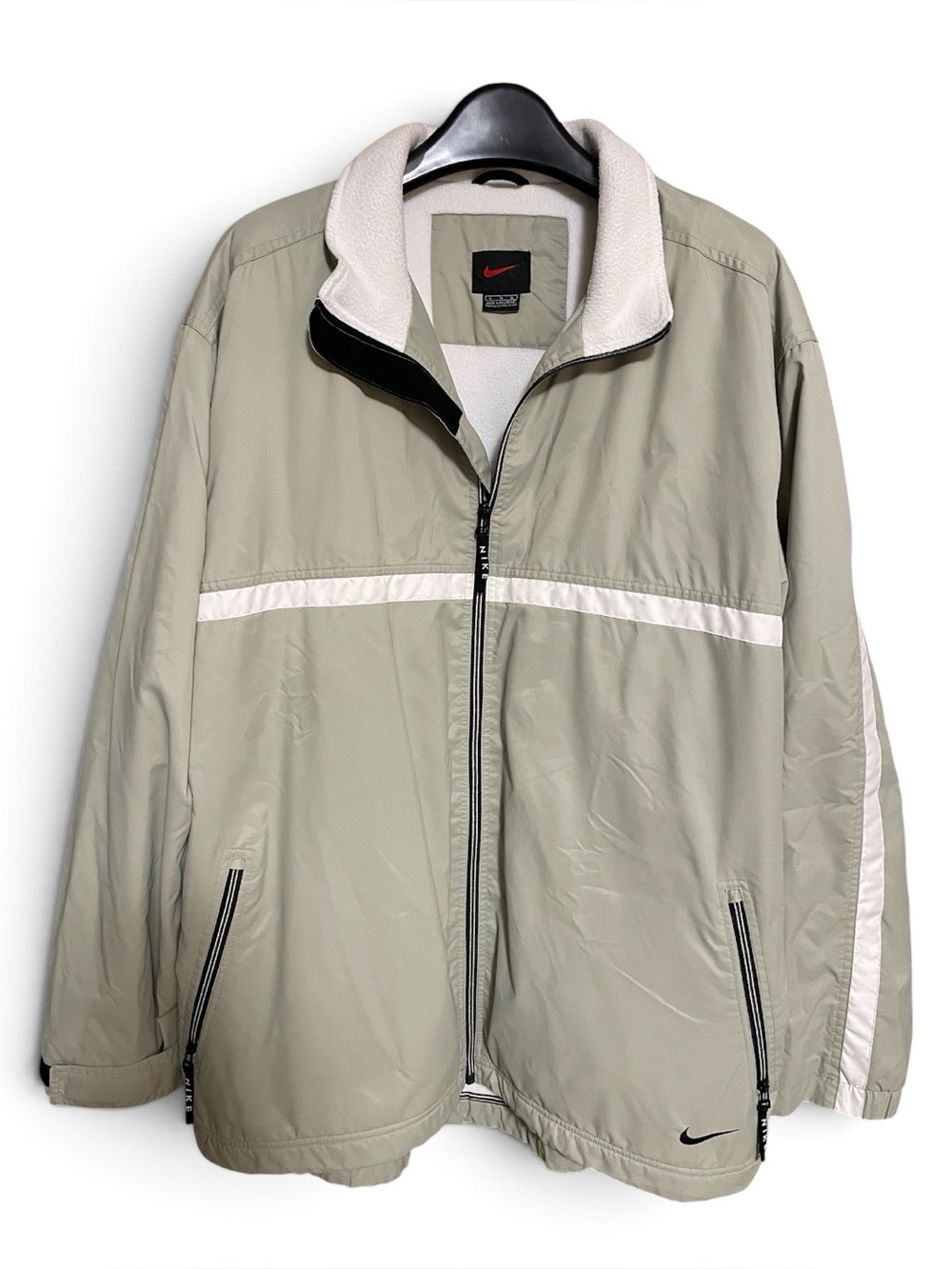 VTG Retro Nike Colorblock Men’s Sage Green Full-Zip Windbreaker Fleece Lined XL